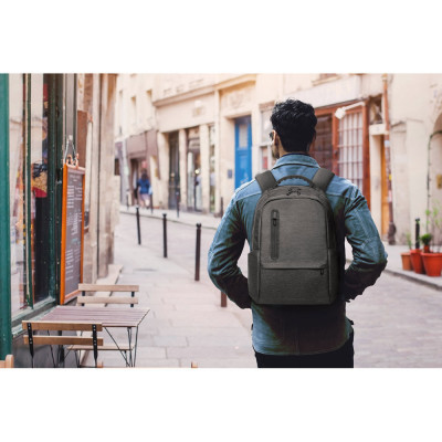 RE-BOSTON. Water-resistant 2Tone recycled nylon laptop backpack with 210D compartment
